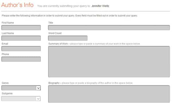 Agent Query Letter - Online Submission Form for Literary Agents